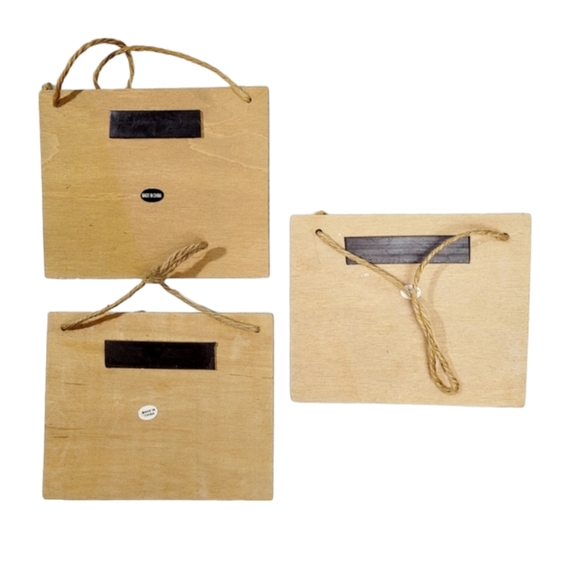 Set of 3 Wooden Hanging or Magnetic Wall Signs Plaques 5" x 4" - Picture 2 of 2